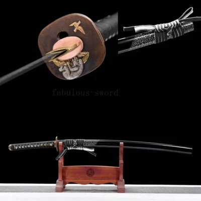 1095 углеродистая сталь глина закаленный японский самурай меч катана золото медь цуба - Изображение 1 из 4