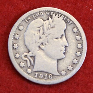 1916-D Barber Quarter 90% Silver Coin BQ661 - Picture 1 of 2