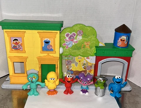Elmo Sesame Street Figures Playset Cookie Monster Abby Oscar Lot Rosita Big Bird Cover