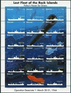 Palau - "SHIPS ~ WORLD WAR 2 ~ LOST FLEET OF THE ROCK ISLANDS" MS 1995 - Picture 1 of 2