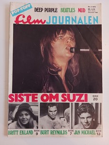 SUZI QUATRO, DEEP PURPLE, DEMIS ROUSSOS, MUD poster FILMJOURNALEN magazine 1975.