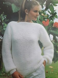 Lady's Easy Warm & Cosy Chunky Jumper Sizes 28 -44 Knitting Pattern  (163)