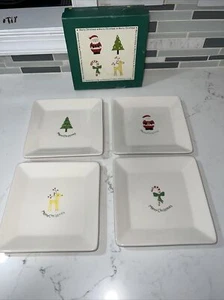 Set of 4 BIA Cordon Bleu Embossed Square Christmas Appetizer or Dessert Plates - Picture 1 of 9
