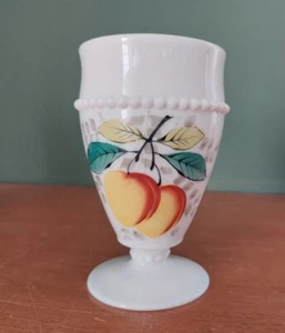 Vintage Westmoreland Glass Goblet Beaded Peaches Footed  - Picture 1 of 5