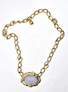 MONET GOLDTONE 18" NECKLACE WITH BLUE OVAL ACCENT - Picture 1 of 2