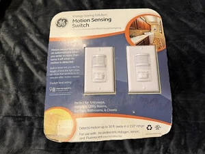 GE 2 PACK WHITE MOTION SENSOR LIGHT SWITCH ON/OFF/AUTO TIMER 120V 500W - Picture 1 of 14