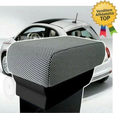 Bracciolo per FIAT 500 REGOLABILE tessuto originale NERO AVORIO - made in Italy - Immagine 1 di 4