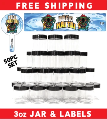 3oz Food Grade Jars & Top - Waterproof Top & Side Label Set - Tamper ( 50pack ) - Image 1 of 4