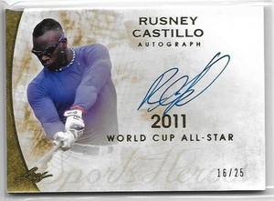 2014 Leaf Q Rusney Castillo 2011 World Cup AllStar Gold Auto 16/25 RC RedSox