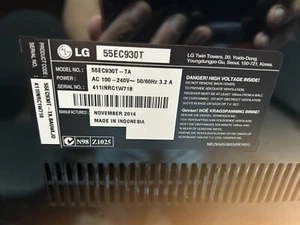 LG 55EC930T Main, Power Brd, Wifi Mod, Tcon, Pwr SW, LVDS cable, IR rec, Stand - Picture 1 of 9