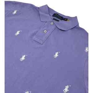 Polo Ralph Lauren Classic Fit All Over Pony Logo Polo Shirt Purple Size Medium