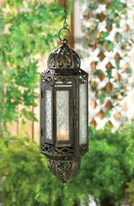 Black Moroccan Victorian Hanging Candle Holder Lantern Chandelier Home Decor - Picture 1 of 6