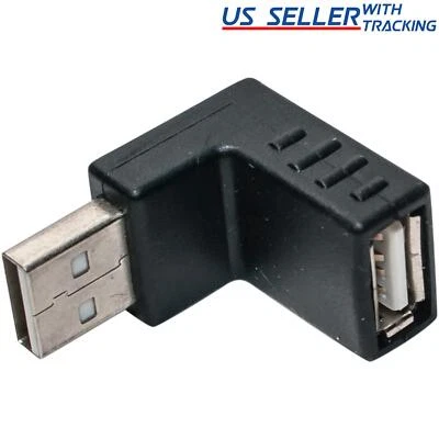 Right Angle USB Male Down Facing Horizontal Female Adapter Extension Connector - Image 1 of 2