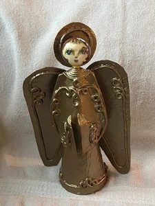 Vintage Mid Century Pappmaché Kunst Weihnachten Engel BAUMAUFSATZ De Sela signiert - Bild 1 von 10