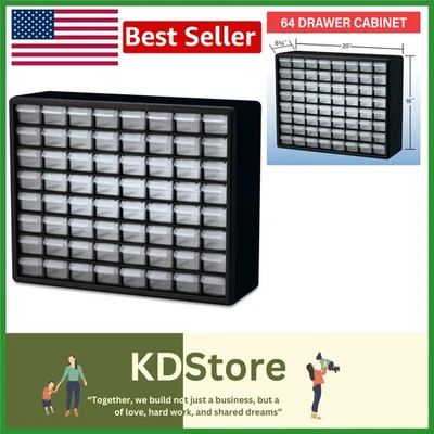 Heavy-Duty 64-Drawer Plastic Storage Cabinet for Garage, Classroom & Home - Image 1 of 3