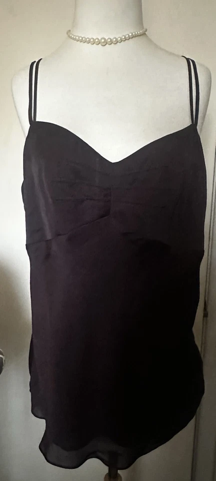 ANN TAYLOR LOFT EGGPLANT TOP  - 14 - Polyester, Solid, Double Spaghetti Straps - Image 1 of 4