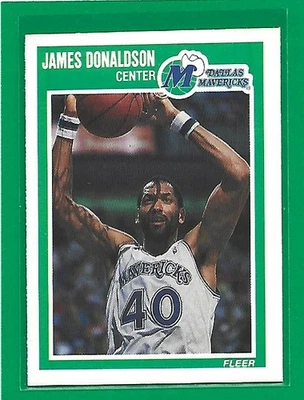 1989-90 Fleer Basketball James Donaldson #34 Dallas Mavericks  - Image 1 of 2