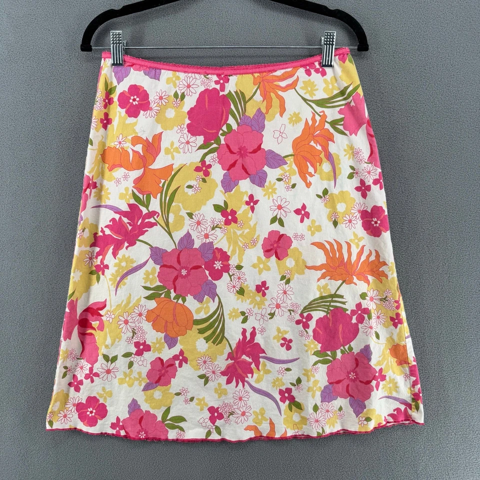 Vintage Y2K 90s Speechless Floral Skirt Elastic Waist Womens M White Pink Yellow - Image 1 of 4