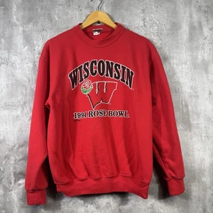 Vintage Wisconsin Badgers Sweater Womens XL Nutmeg Rose Bowl 90s Crewneck - Picture 1 of 7