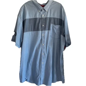 Foundry Button-Up Hemd Blau Patch Chambray Denim Herren Gr. 4XLT Neu mit Etikett - Bild 1 von 6