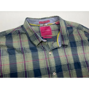 Camisa Tommy Bahama a Cuadros Manga Larga Con Botones Para Hombre XXL Azul Marino Amarillo Informal - Imagen 1 de 5