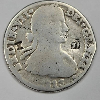 1813 Mexico Silver 8 Reales CHIHUAHUA Cast War of Independence Issue Rare *J929 - Image 1 of 4