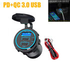 1PC PD+QC 3.0 USB Fast Car SUV Charger Switch Socket Outlet For RV Boat 12V-24V