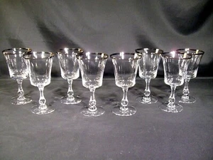 Set di 8 calici acqua Fostoria Sheffield trasparenti larghi bordo platino - Foto 1 di 12