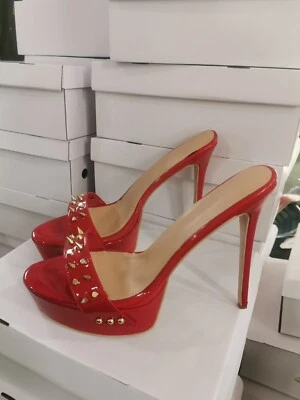 Sandalias de plataforma con remaches para mujer Tacones altos Zapatillas Zapatos Talla grande 4-20 Foto 1 de 4