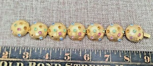 VTG SPUTNIK Bracelet pastel Crystals hammered 18K gold plate - Picture 1 of 4