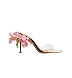 H&M MAGDA BUTRYM ROSA MULAS APLICADAS TALLA 4UK - Imagen 1 de 7