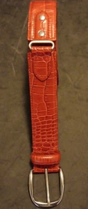 Damengürtel S Lauren Ralph Lauren rot italienisches Leder Kroko Tri Segment - Bild 1 von 13