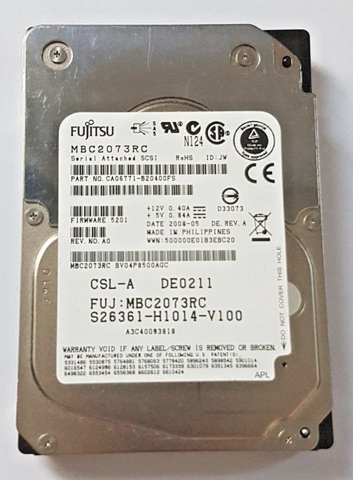 73 GB SAS Fujitsu MBC2073RC 15000 RPM 16MB HDD 2,5" Disco Rigido Interno - Immagine 1 di 1