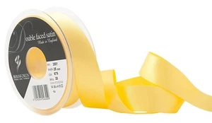 Yellow 679 Berisfords Ribbon 25mm Double Satin x 5 Metres - Picture 1 of 3