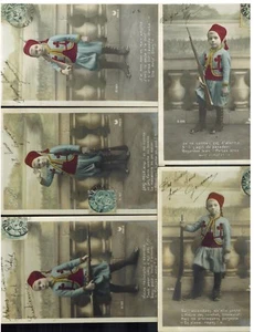 1900-Série de 5 Cartes Postales-Fantaisie Patriotique-Enfants sans Peur-Réf.A25 - Picture 1 of 2