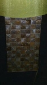 Tessellated Style Silver Rectangular/Silver Table Lamp with Gold Shade