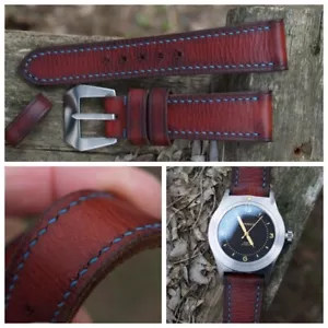Ready-made 24x20 mm, quite soft, vintage look Handmade watch strap for Panerai - Picture 1 of 14