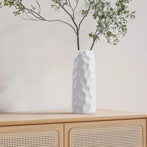 White Ceramic Art Vase Elegant Minimalist Home Office Flower Vase Table Decor - Picture 1 of 32
