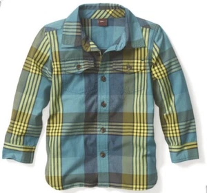 Tea Antlantic Blue Green Plaid Shirt Boys Size 5 Karnataka - Picture 1 of 1