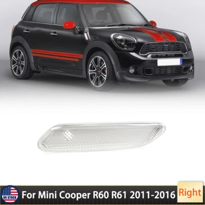For 12-17 Mini Cooper Countryman R60 R61 Clear Fender Side Marker Light Right Foto 1 de 4