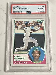 1983 Topps - #180 Rickey Henderson PSA 8 NM/MT - Foto 1 di 2