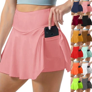 Women Ladies Sports Yoga Gym Skirt Running Shorts Casual Tennis Mini Skirt Dress - Picture 1 of 36