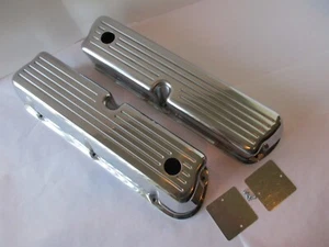 SMALL BLOCK FORD BALL MILLED POLISHED ALUMINUM VALVE COVERS 289 302 351W #8441 - Picture 1 of 16