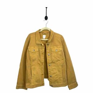 Women’s J. Jill Denim 2X Golden Yellow Jean Jacket Pockets Classic