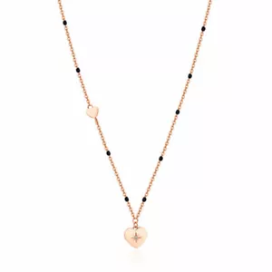 COLLANA DA DONNA IN ACCIAIO CON CUORE E SMALTO NERO BROSWAY CHANT BAH36 (2665) - Foto 1 di 3