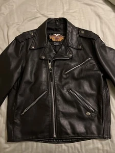 Harley Davidson Perfecto Style Limited Edition 100% Leather Jacket Rare Large - Picture 1 of 10