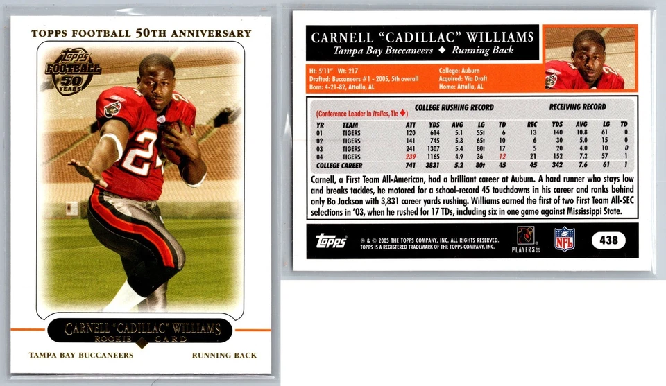 Carnell "Cadillac" Williams - 2005 Topps Football #438 (RC) - Buccaneers - Image 1 of 1