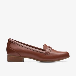 Clarks Womens Juliet Bay Tan Leather Loafers Leather Smart - Picture 1 of 6