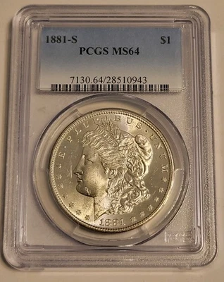 1881-S Morgan Silver Dollar $1 PCGS MS64 Blast White, PL Fields, Gorgeous Coin - Image 1 of 4