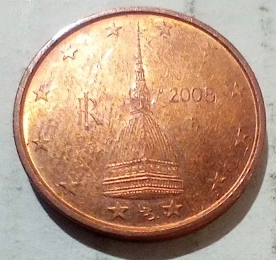 2 Euro Cent 2008 Italy Coin With Edge Groove - Image 1 of 2